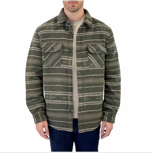 Jachs Jackets & Coats Jachs Mens Fleece Lining Shirt Jacket Green M